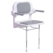AKW 2000 Series Fold-up Grey Padded Seat w/ Back & Arms